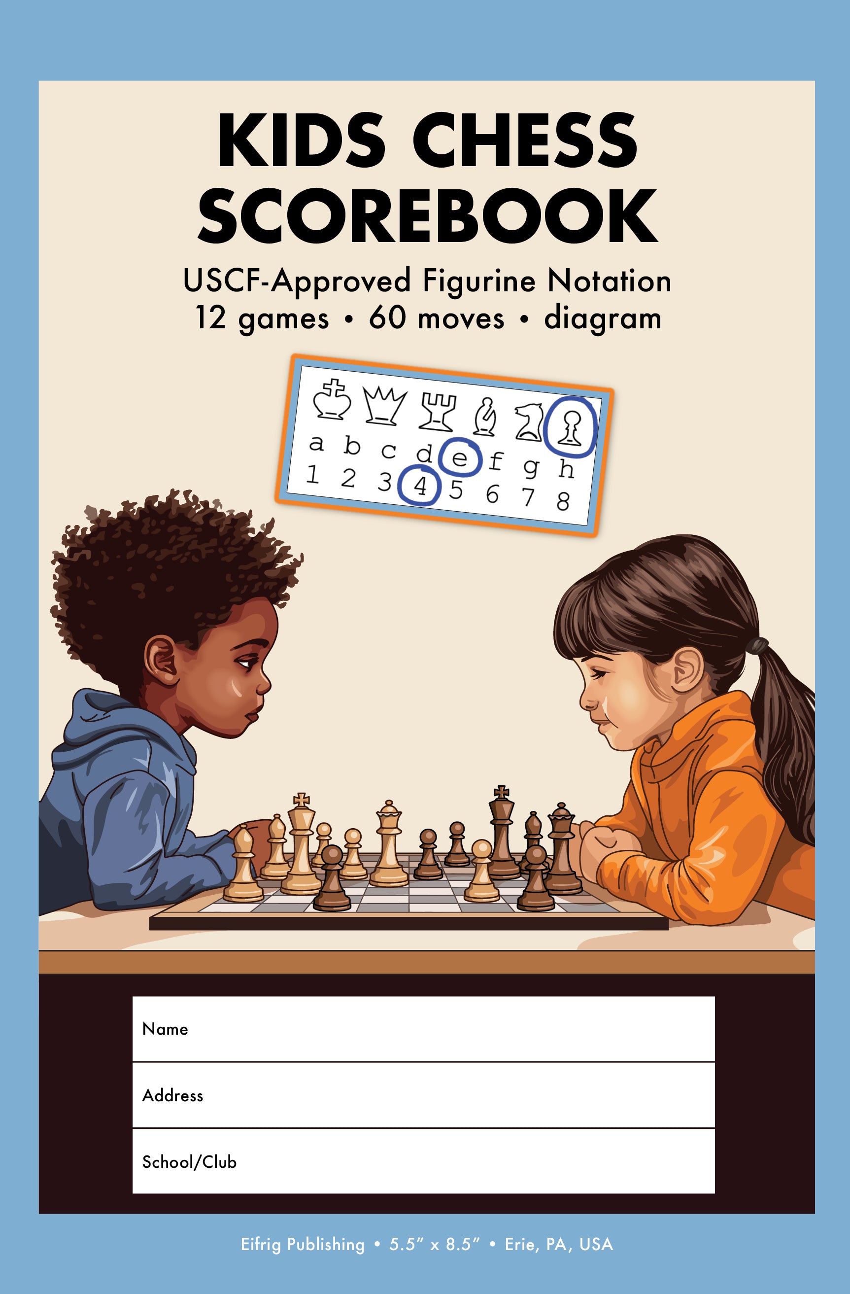 Kids Chess Scorebook with USCF-Approved Figurine Notation