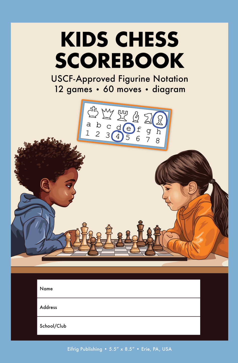 Carnet de score d'échecs pour enfants avec notation des figurines approuvée par l'USCF 